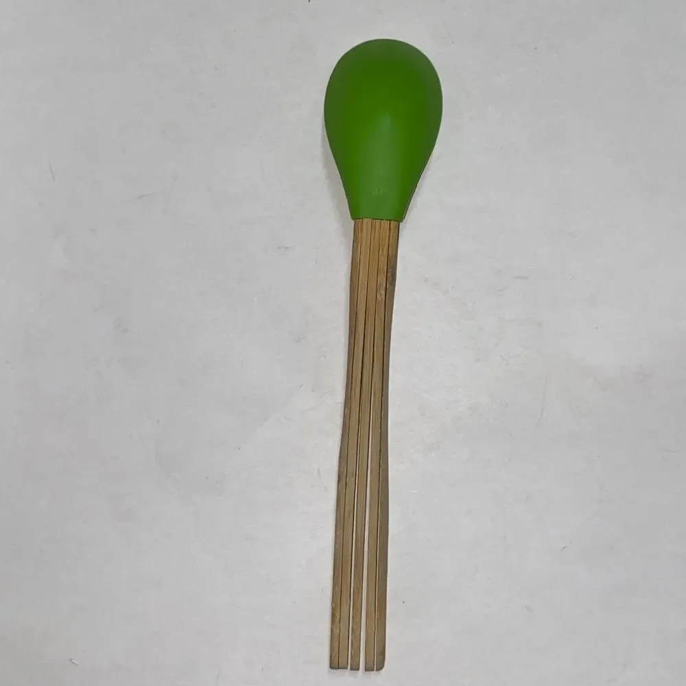 Rare Vibrant Green Spoon with Bamboo Handle
